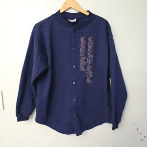 Vintage Great Grandma Cardigan Sweater Size S/M Cross Stitch By Cronar Cottage